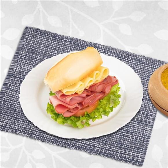 Cotton Placemats - Oversized Set of 6 Blue/White Two Tone Tablemats - Picture 6 of 8